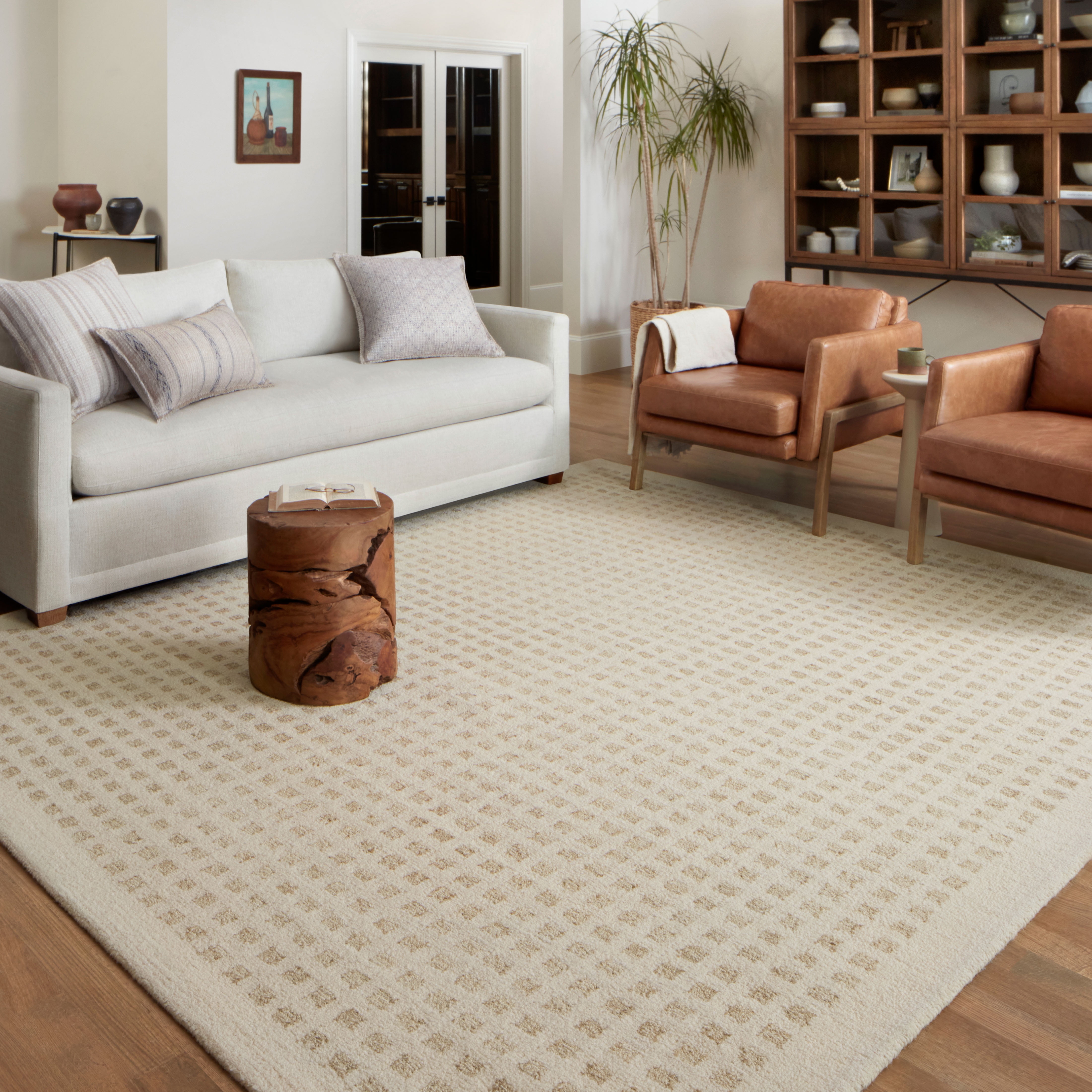 Chris Loves Julia x Loloi Polly Grid Ivory/Natural 8'-6" x 11'-6" Area Rug