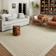 Chris Loves Julia x Loloi Polly Grid Ivory/Natural 9-3" x 13 Area Rug