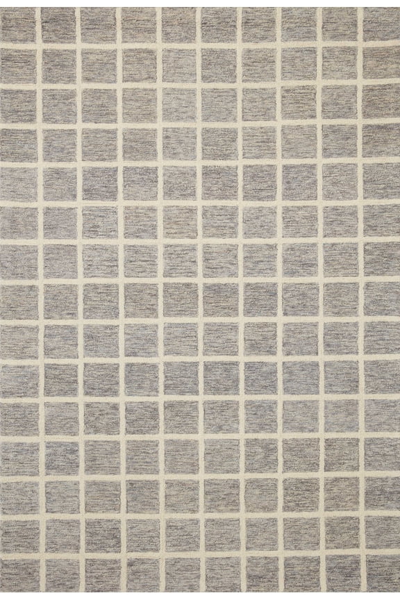 Chris Loves Julia x Loloi Polly Grid Slate/Ivory 2'-3" x 3'-9" Area Rug