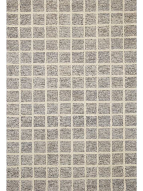 Chris Loves Julia x Loloi Polly Grid Slate/Ivory 2'-3" x 3'-9" Area Rug