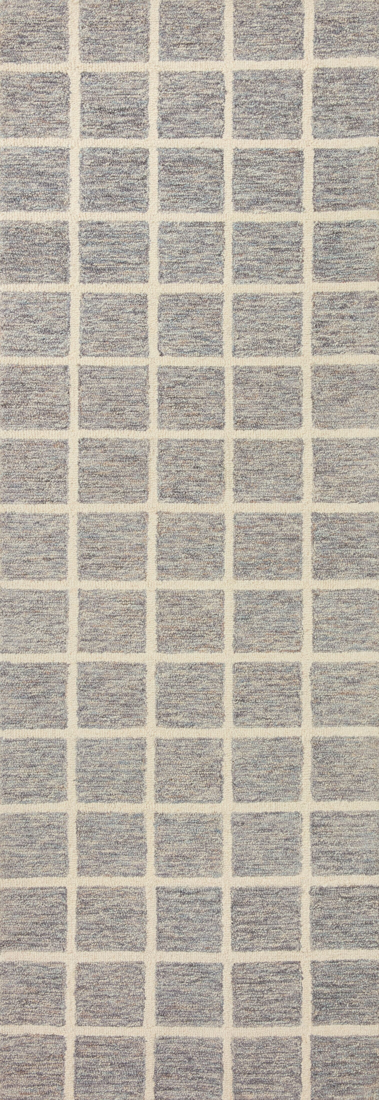 Chris Loves Julia x Loloi Polly Grid Slate/Ivory 2'-6" x 9'-9" Area Rug