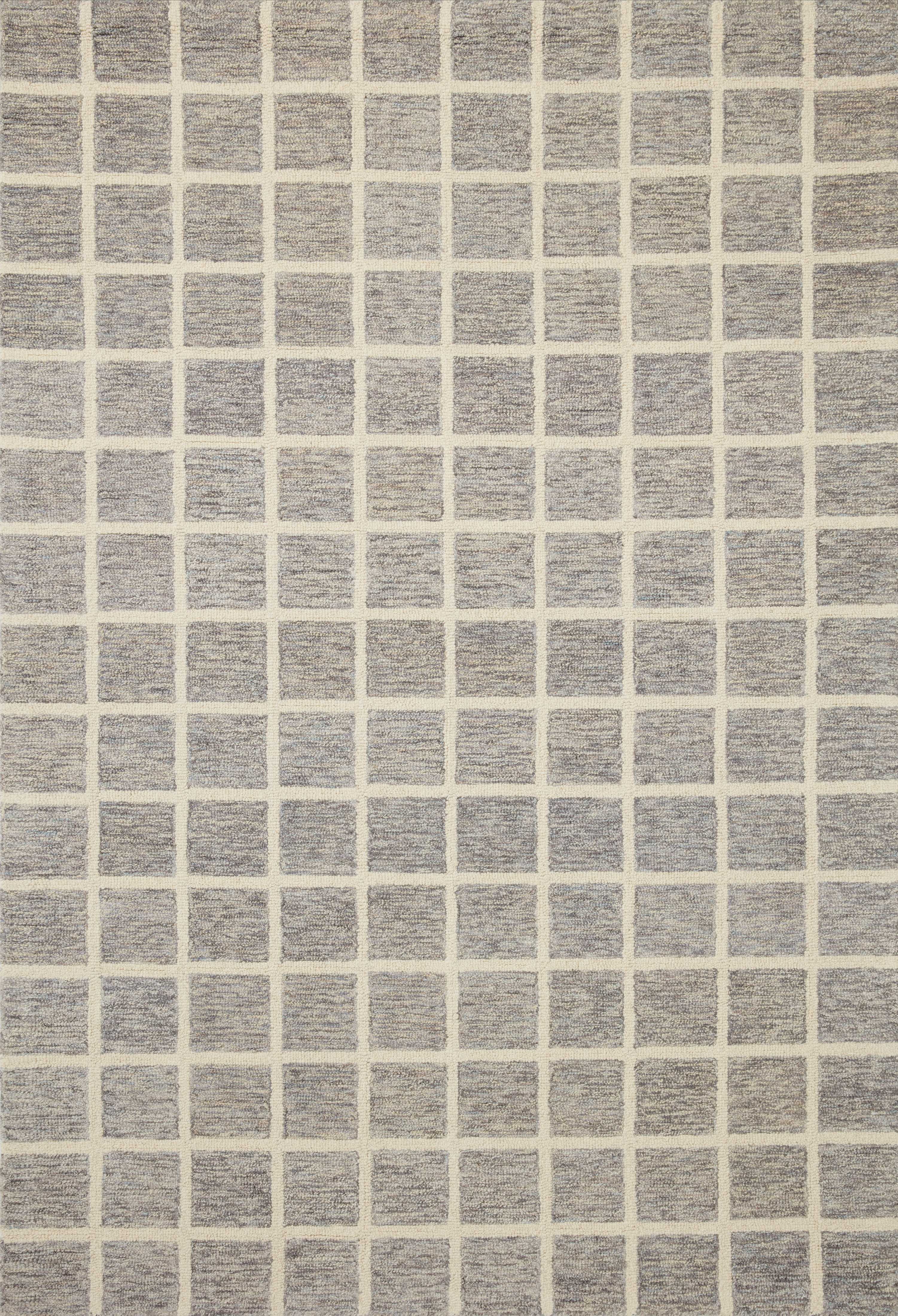 Chris Loves Julia x Loloi Polly Grid Slate/Ivory 3'-6" x 5'-6" Area Rug