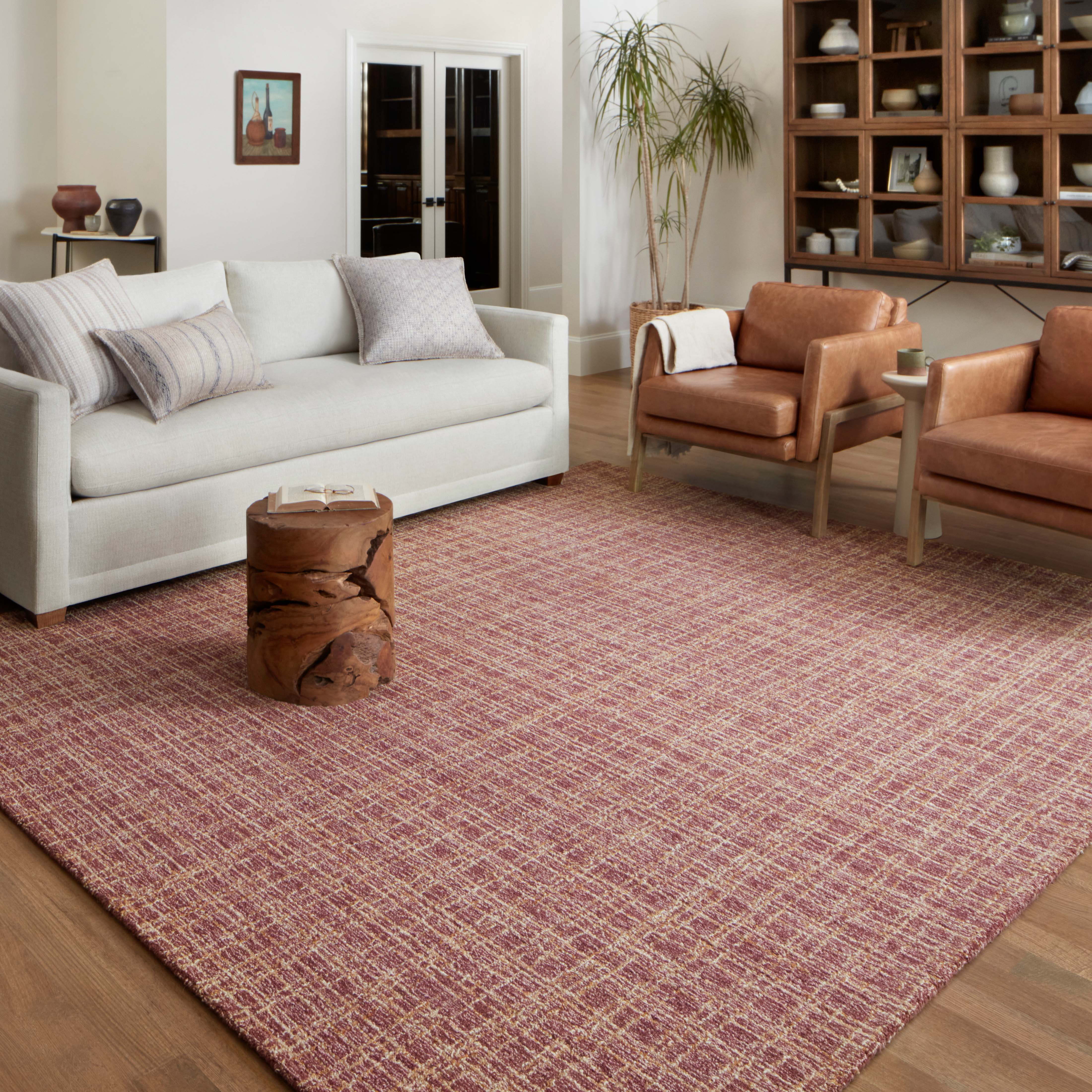 Chris Loves Julia x Loloi Polly Plaid Berry/Natural 2'-0" x 5'-0" Area Rug