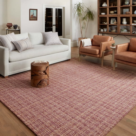 Chris Loves Julia x Loloi Polly Plaid Berry/Natural 7'-9" x 9'-9" Area Rug