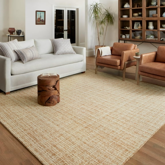 Chris Loves Julia x Loloi Polly Plaid Straw/Ivory 2'-3" x 3'-9" Area Rug