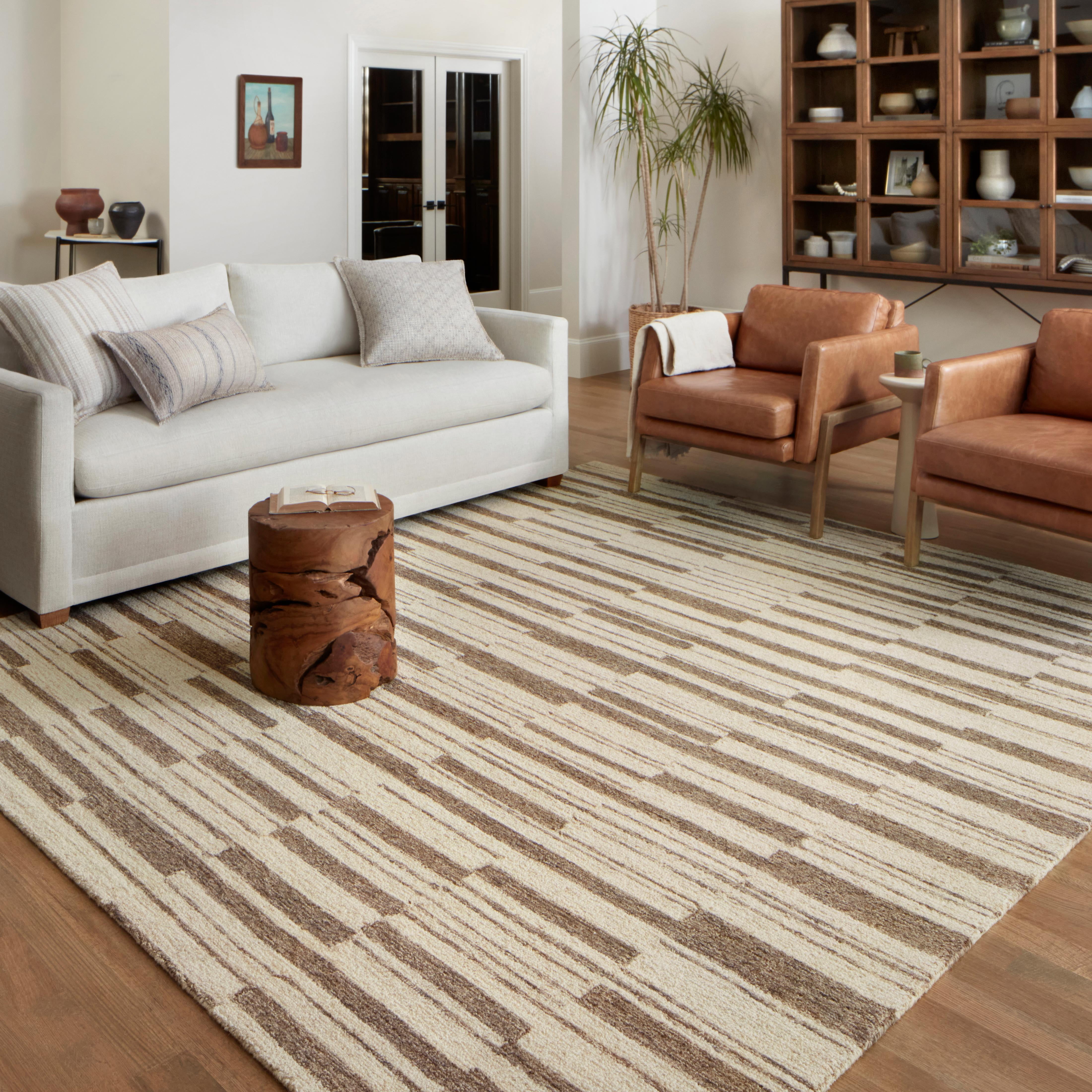 Chris Loves Julia x Loloi Polly Striped Beige/Tobacco 2'-3" x 3'-9" Area Rug