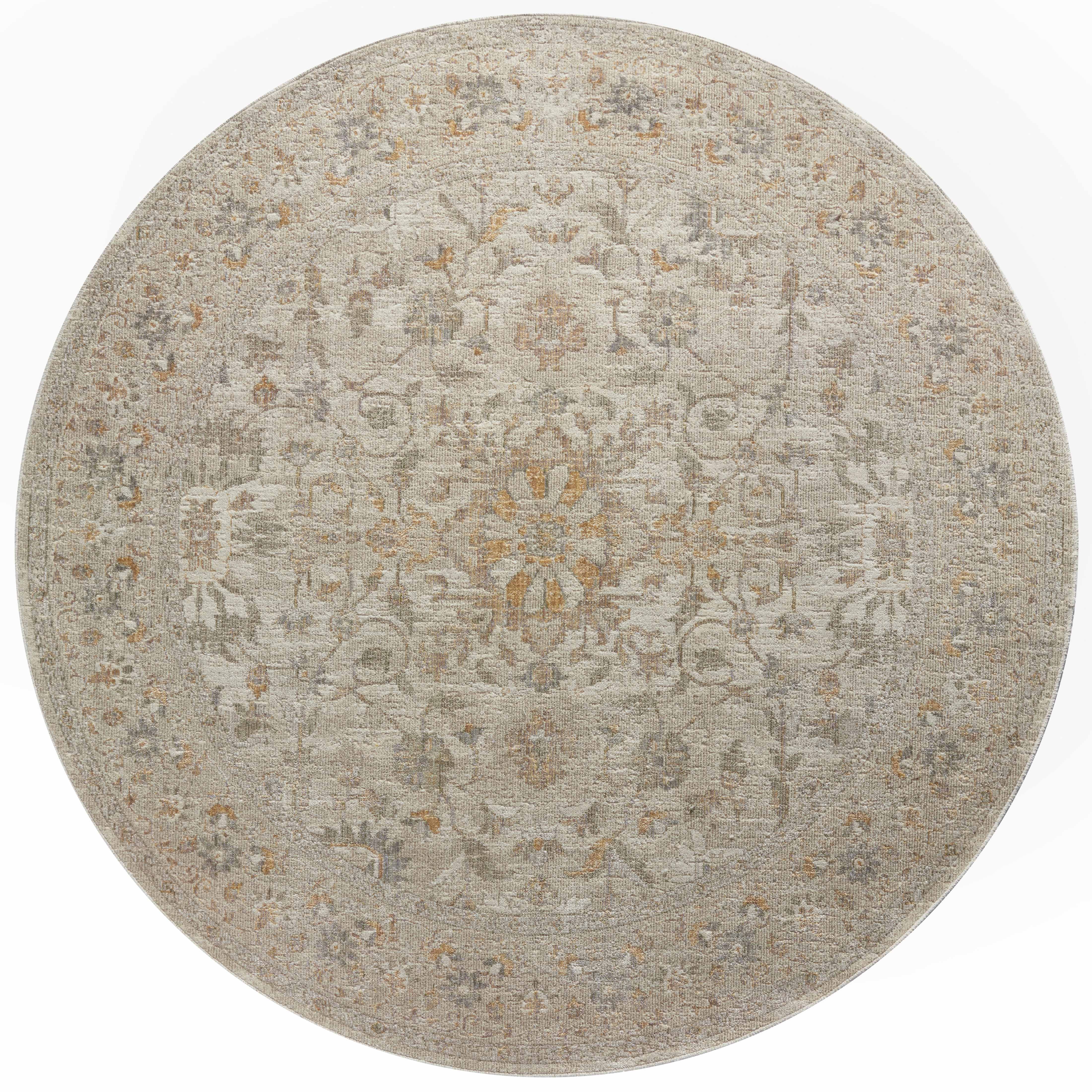 Ivory and Natural Round Reversible Synthetic Area Rug