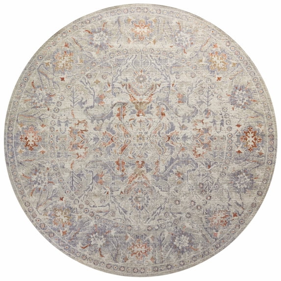 Chris Loves Julia x Loloi Rosemarie Oatmeal/Lavender 5'-0" x 5'-0" Round Area Rug