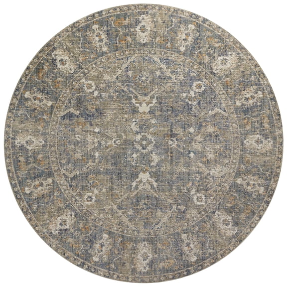 Chris Loves Julia x Loloi Rosemarie Sand/Lagoon 3'-2" x 3'-2" Round Area Rug