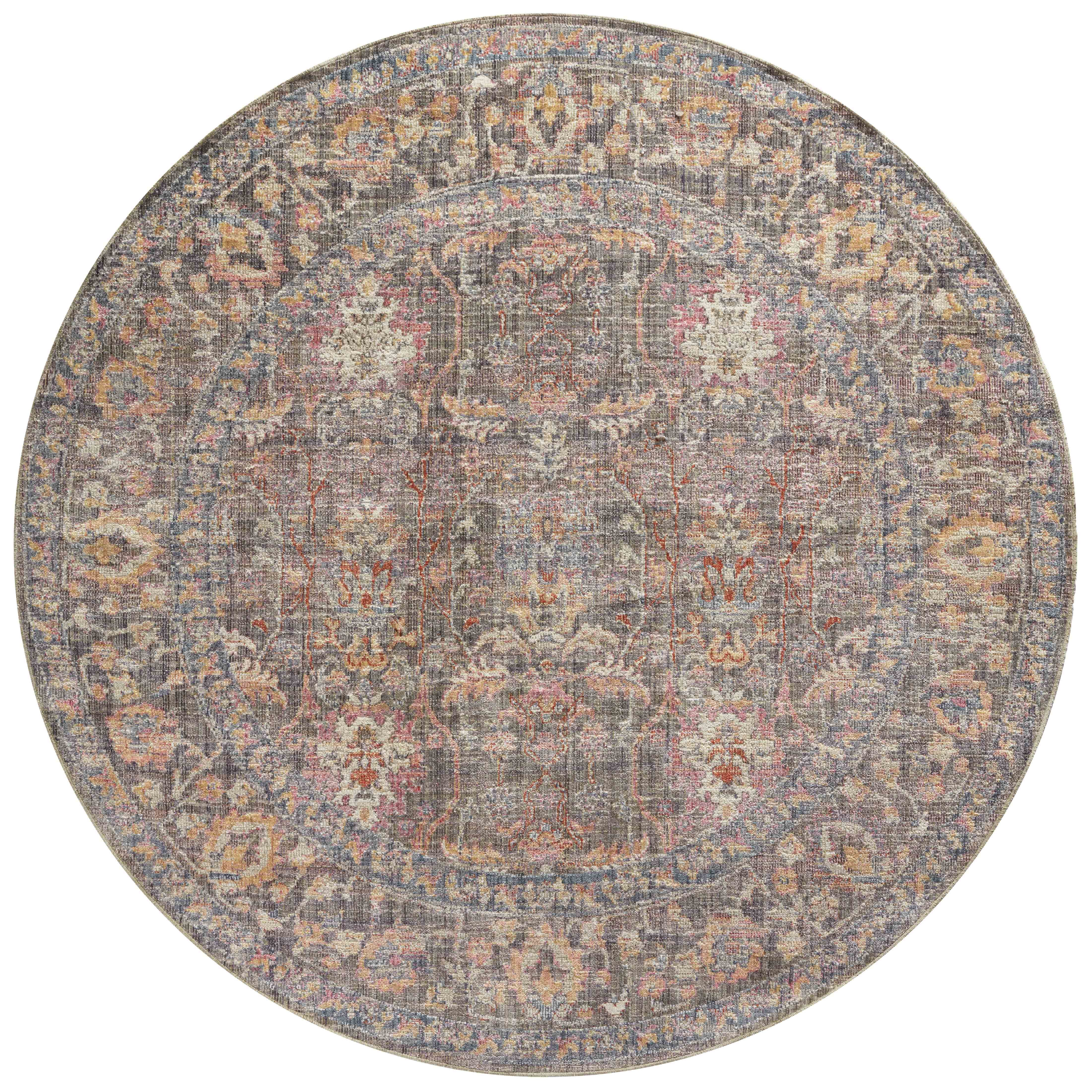 Chris Loves Julia x Loloi Rosemarie Stone/Multi 3'-2" x 3'-2" Round Area Rug