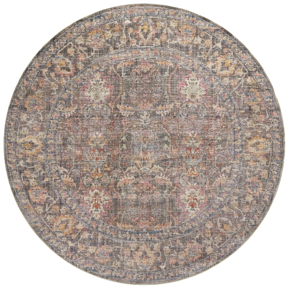 Chris Loves Julia x Loloi Rosemarie Stone/Multi 7'-9" x 7'-9" Round Area Rug
