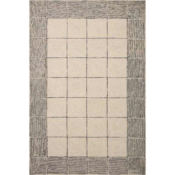 Chris Loves Julia x LoloiFrancis Cream / Black 2'-6" x 9'-9" Runner Rug