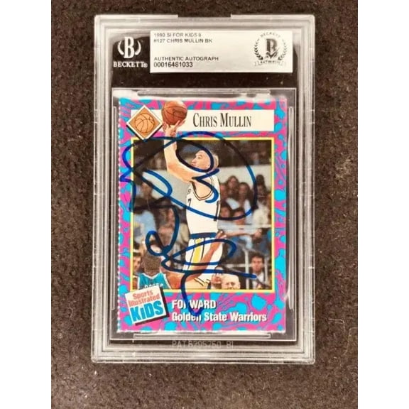 Chris Mullin autographed Golden State Warriors 1993 Sports Illustrated for Kids card BAS