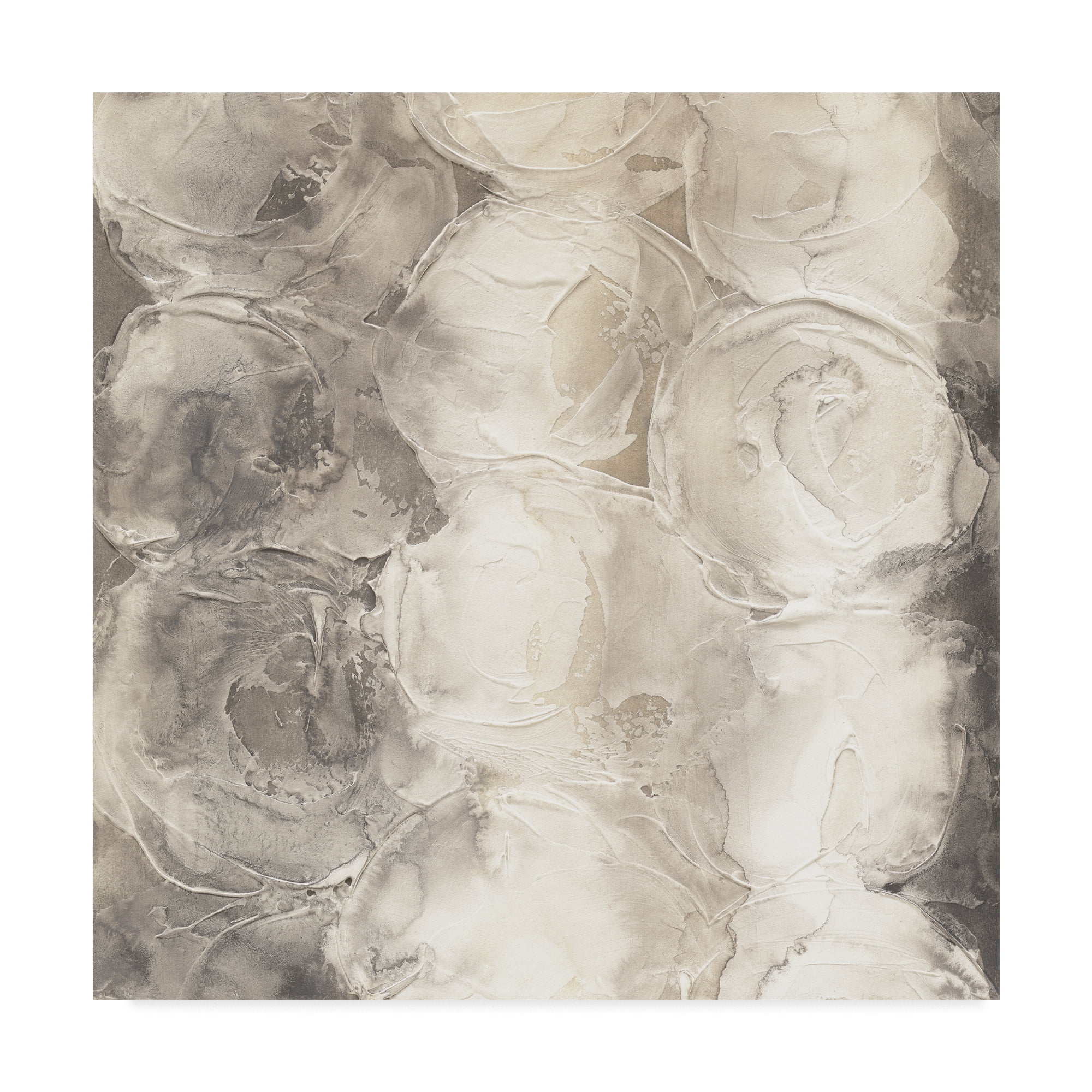 Gray and Beige Abstract Circles Canvas Art 24'' x 24''