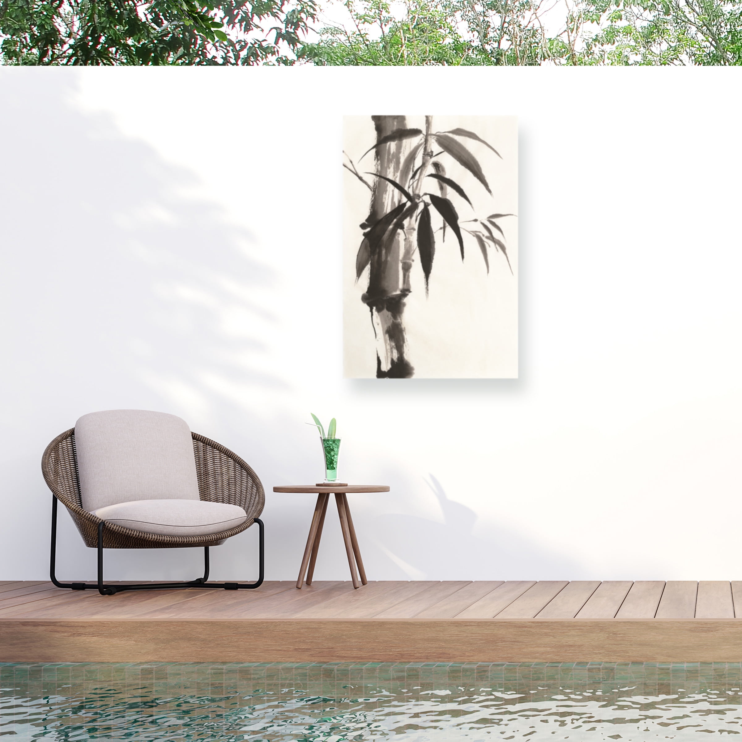 Chris Paschke 'Sumi Bamboo' Outdoor Canvas 19x19