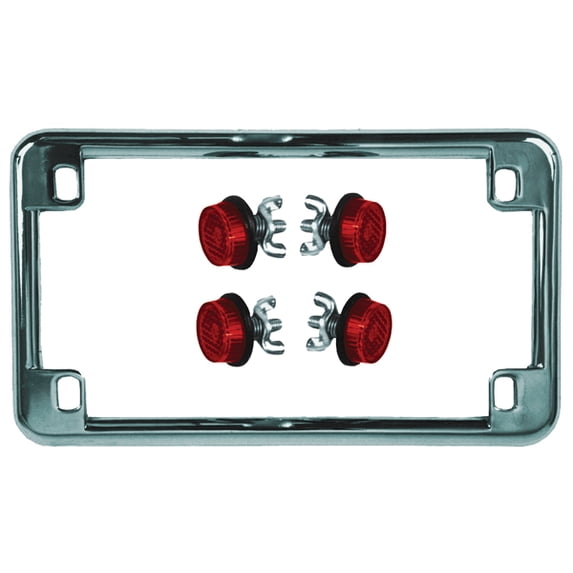 Chris Products 0612 License Plate Frame Holders with 4 Red Reflectors - Black