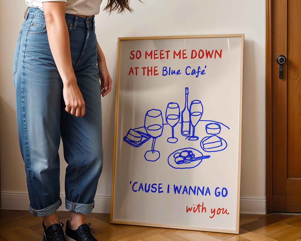 Chris Rea The Blue Café Poster, Vintage Song Lyrics And Music Room ...