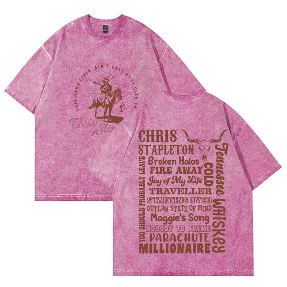 Chris Stapleton 2025 Tour Merch Hoodie Long Sleeve Vintage Fashion pink