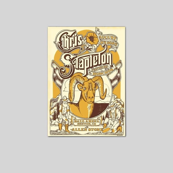 Chris Stapleton Concert Poster Ball Arena Denver Co Featuring Allen Stone Size 24''x36'' Goldengate