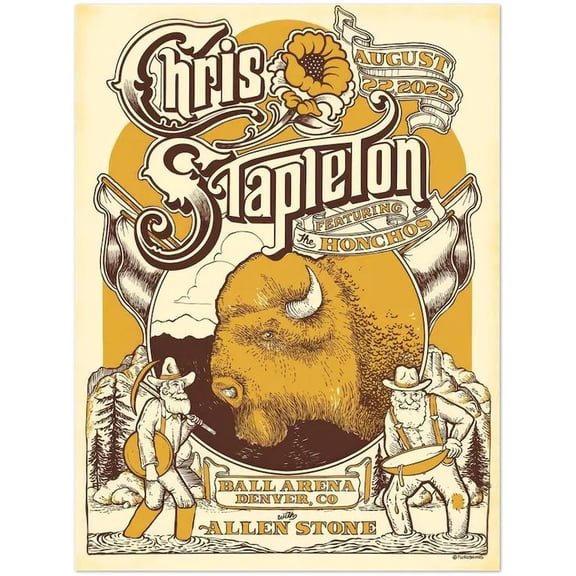 Chris Stapleton Denver Concert 2025 Poster Size 24''x36''-Gategoo