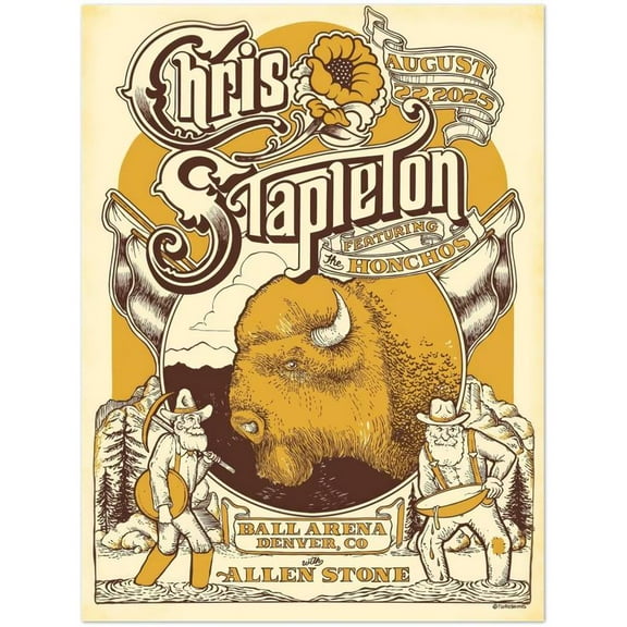 Chris Stapleton Denver Concert Poster August 22 2025 Size 24''x36''-Gategoo