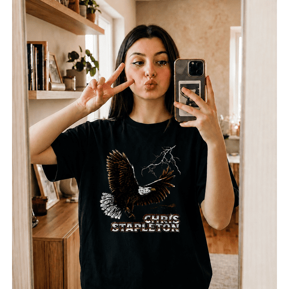 Chris Stapleton Eagle Lightning Graphic T-Shirt V26224,for unisex size S- 4XL