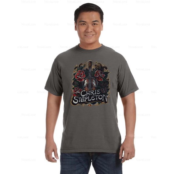 Chris Stapleton Guitar Roses Comfort Color T-Shirt for Country Fans, Unisex, up to size 4XL