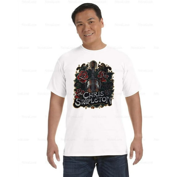 Chris Stapleton Guitar Roses Comfort Color T-Shirt for Country Fans, Unisex, up to size 4XL