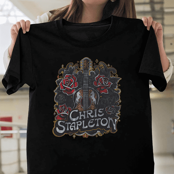 Chris Stapleton Guitar Roses Tour Tee Country Music Singer Songwriter Concert Art V41397 Unisex T-Shirt, Size Up to 5XL