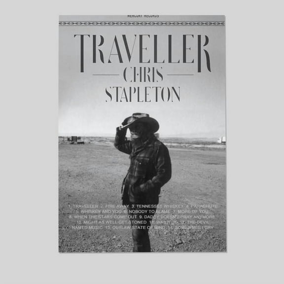 Chris Stapleton Traveller Canvas Poster Wall Retro Style - Size 24''x36'' - Postora