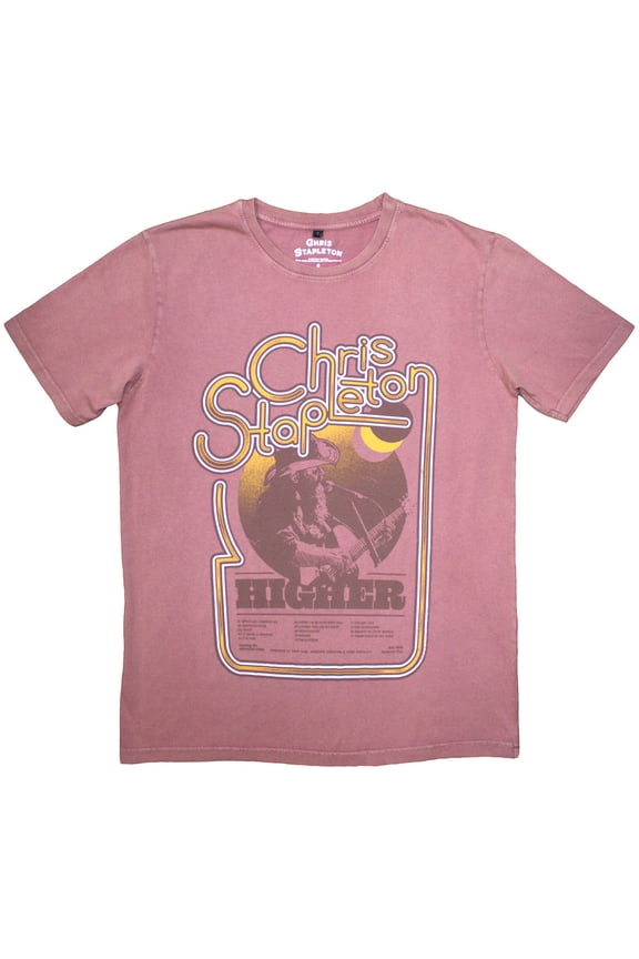 Chris Stapleton Unisex Stone Wash T-Shirt Higher (Kashmir Red)