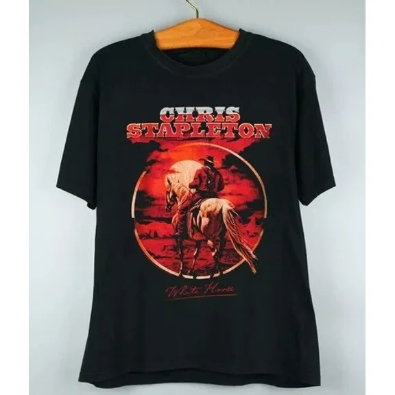 Chris Stapleton white horse Black Cotton T Shirt