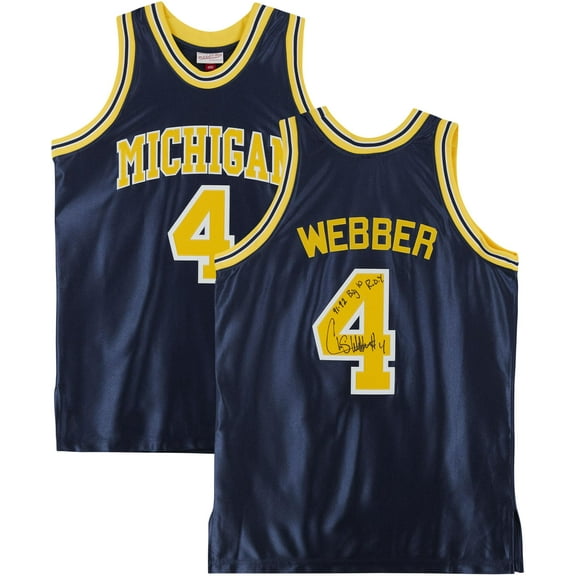 Chris Webber Michigan Wolverines Autographed Mitchell & Ness Navy 1991-1992 Authentic Jersey with "91-92 Big Ten ROY" Inscription - Fanatics Authentic Certified