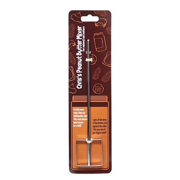 Chris's Peanut Butter Mixer Tool for All Natural Nut Butters, Stainless Steel, Easy Clean Up, Dishwasher Safe