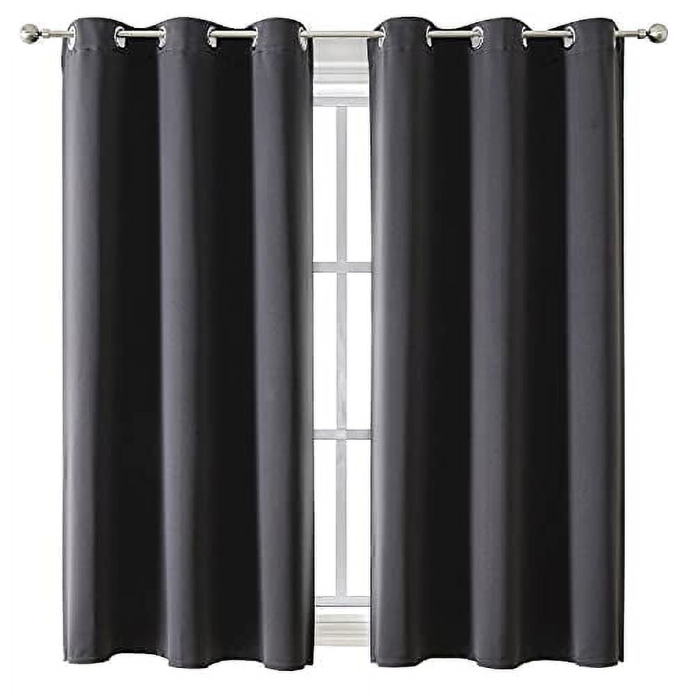 Dark Grey Thermal Insulated Blackout Grommet Curtains, 42 x 63 Inch