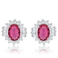 thumbnail image 1 of Chrisalee 3.3 CT Ruby Cubic Zirconia White Gold Rhodium Classic Stud Earrings, 1 of 1