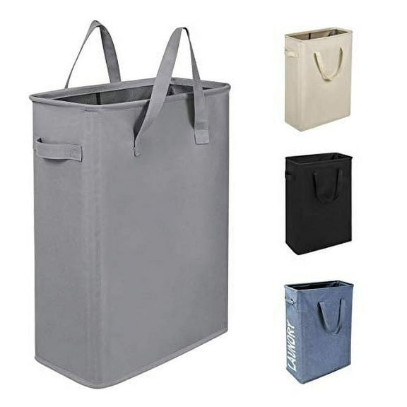 Chrislley 45L Slim Laundry Hamper Small Laundry Basket Narrow Thin Laundry Hamper Dirty Clothes Hamper with Handles Collapsible Hampers for Laundryï¼Slim 21 Inches, Grey)
