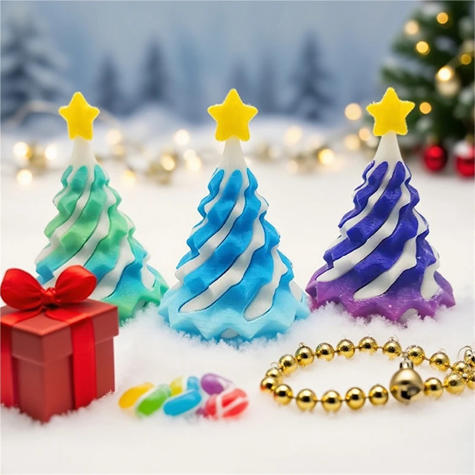 Chrismas 3D Spiral Cone Gifts Rotating Pyramid Xmas Tree 3D Printed ...