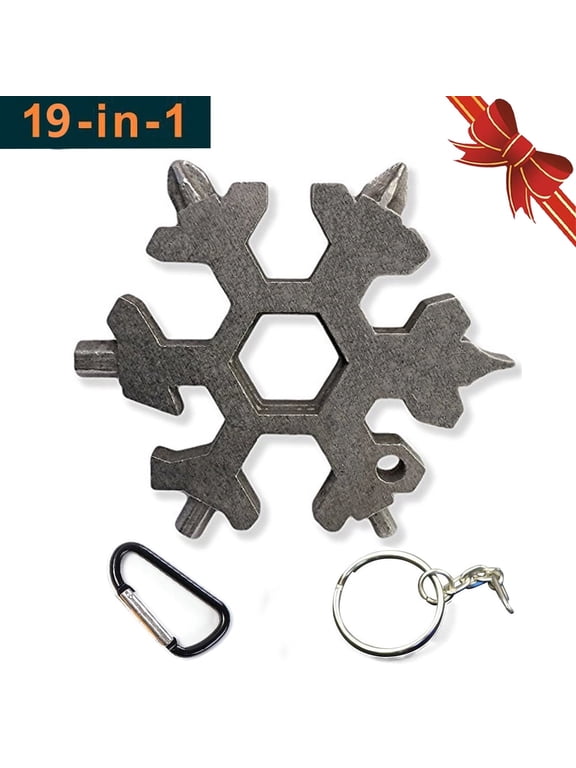 Chrismas Gifts for Men, 19-in-1 Snowflake Multi-tool, Stainless Steel Portable Snowflake Tool with Keychain Screwdriver Bottle Opener, Unique Gift for Men Dad Husband Boyfriend (Black)