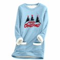 thumbnail image 1 of Chrismas Sweaters Womens Long Tops for Leggings with Pockets Sherpa Lined Xmas Print Crewneck Pullover Tunics (XL, Sky Blue), 1 of 6