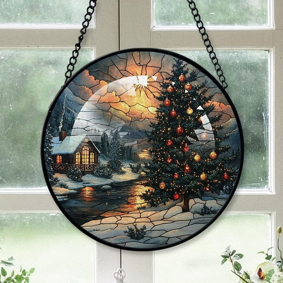 Chrismas Tree Stained Glass Suncatcher Ornament, Chrismas Tree, Chrismas Tree Décor for Home, Christmas Ornaments for Families, Christmas Couples Gifts SUzDCz