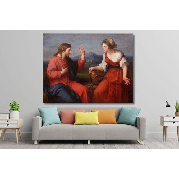 Christ And Samaritan Woman Wall Art, Unframed Paper Poster 8x10in
