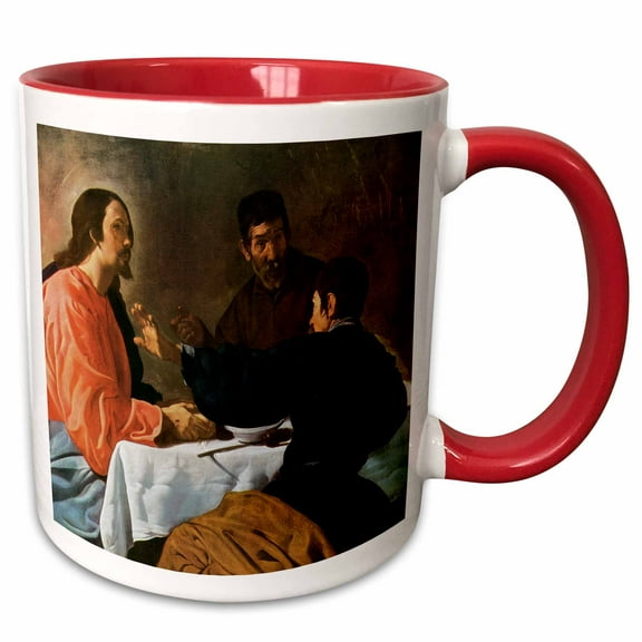 3drose, Christ and the Pilgrims at Emmaus by Diego Velazquez, 11oz Two-tone Red Mug