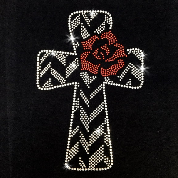 Christ Arose Cross Iron-on Clear Rhinestone Transfer by JCS Rhinestones