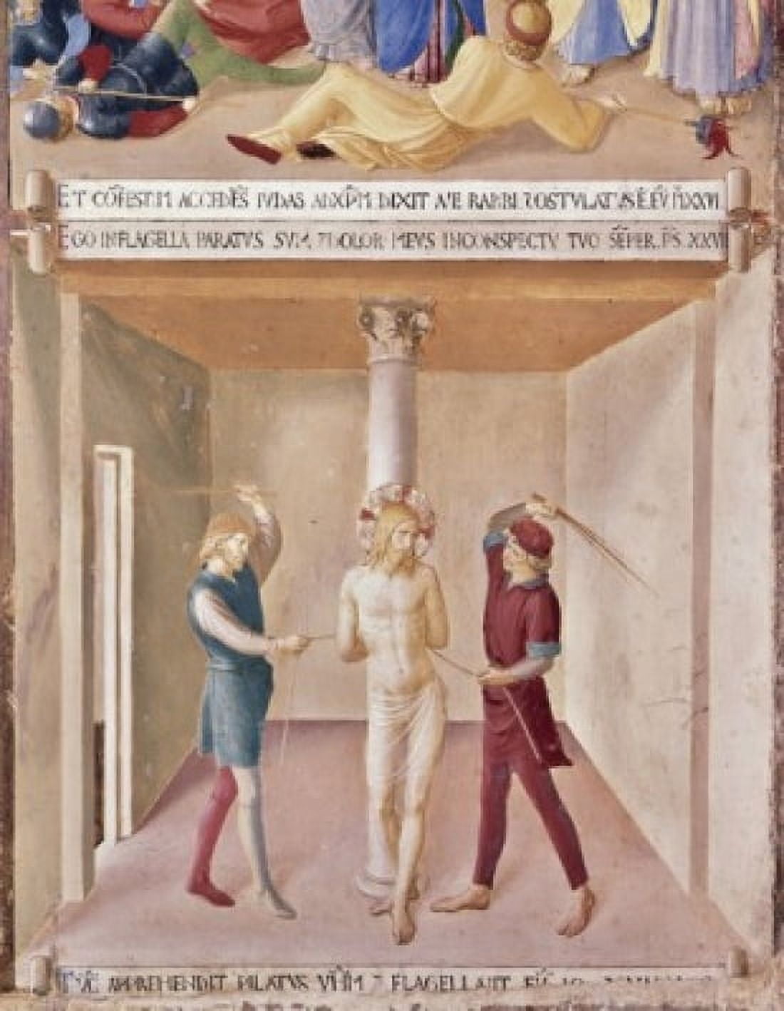 Christ is Beaten The Flagelation (From the Life of Christ Fresco Cycle) 1438-1445 Fra Angelico (ca1395-1455 Italian) Fresco Museo di San Marco Florence Italy Canvas Art - Fra Angelico (24 x 36)