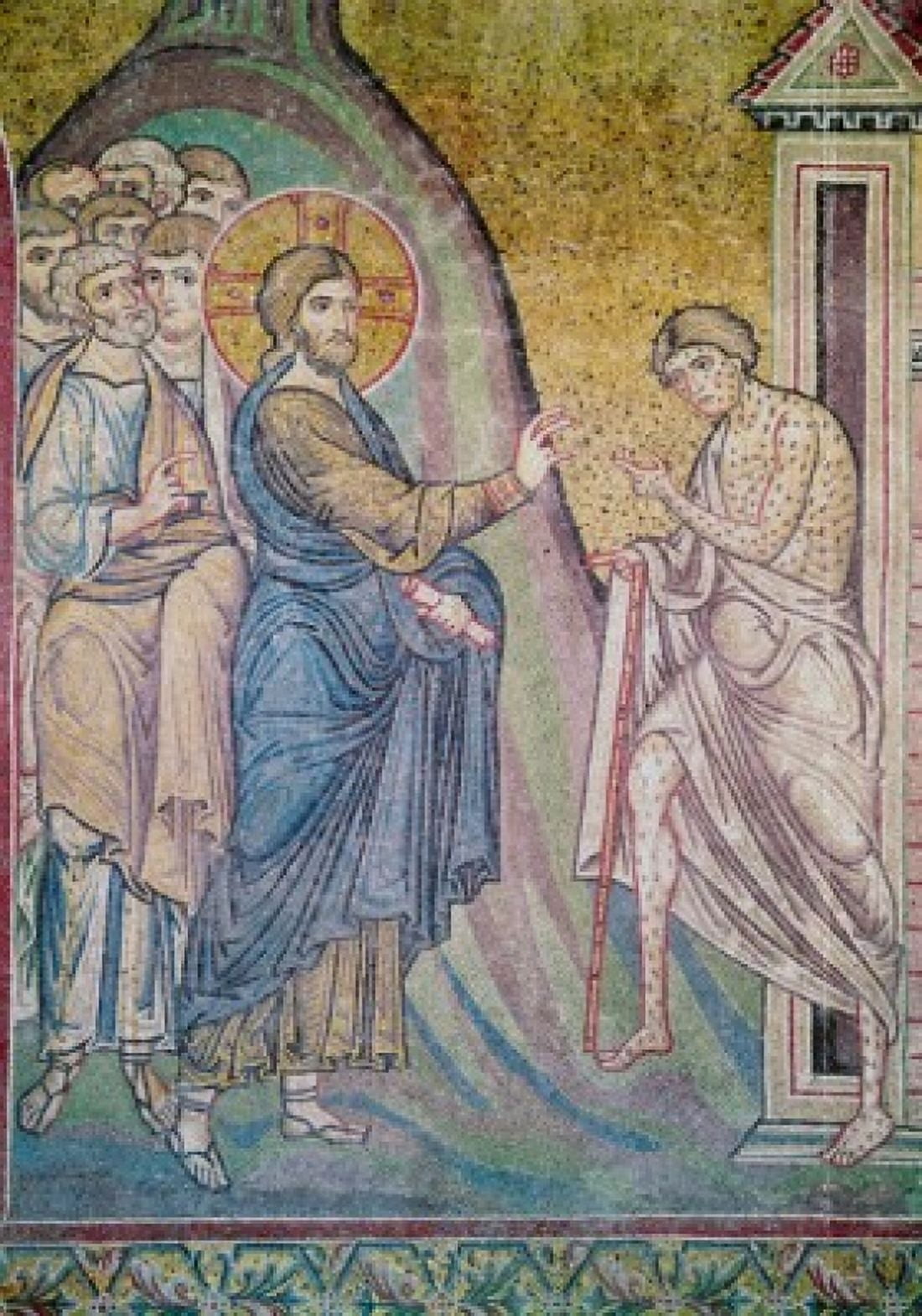 Christ Blessing A Leper Artist Unknown Mosaic San Vitale Ravenna Italy Canvas Art - (18 x 24)