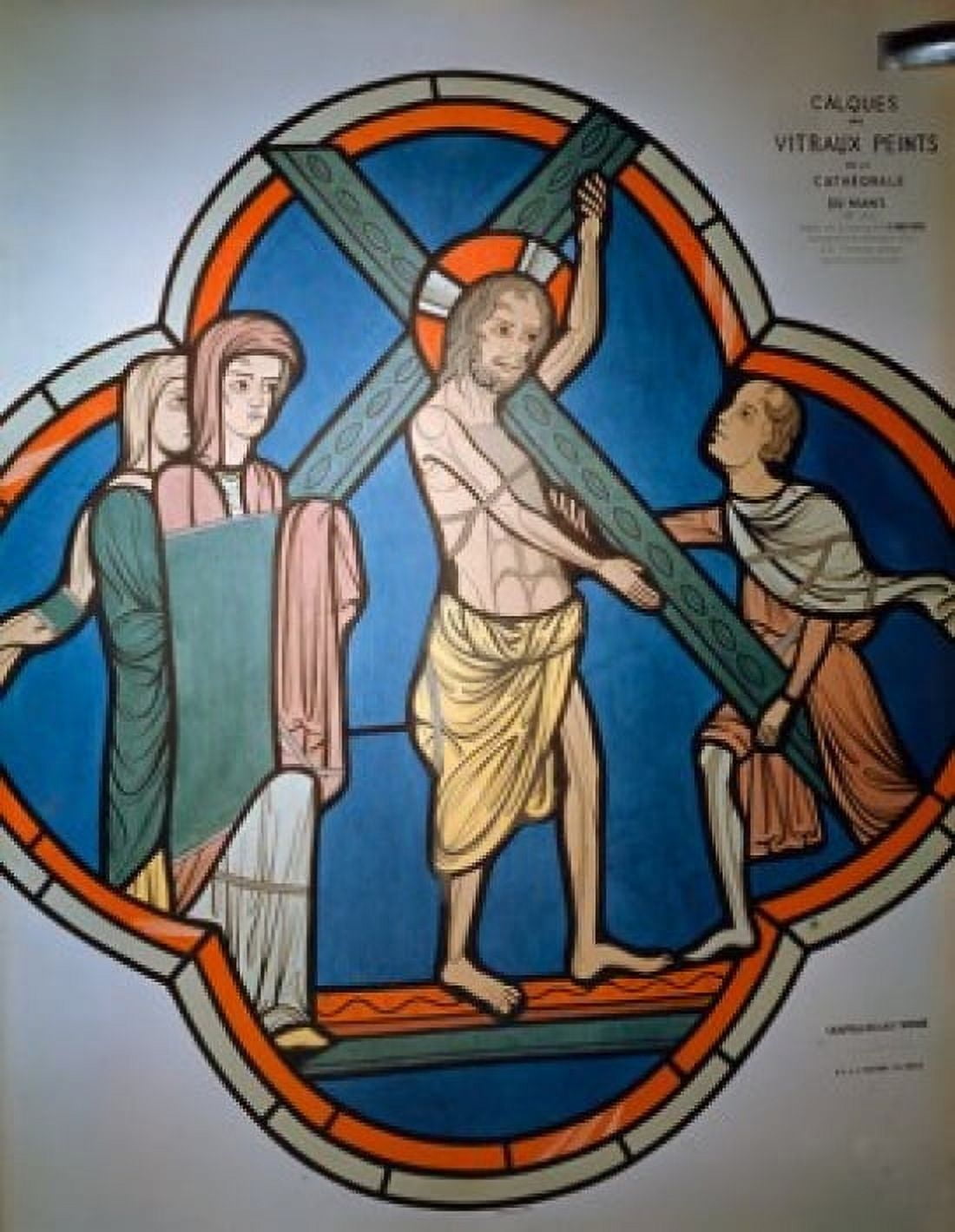 Christ Carrying Cross stained glass 12th Century Canvas Art - (18 x 24)