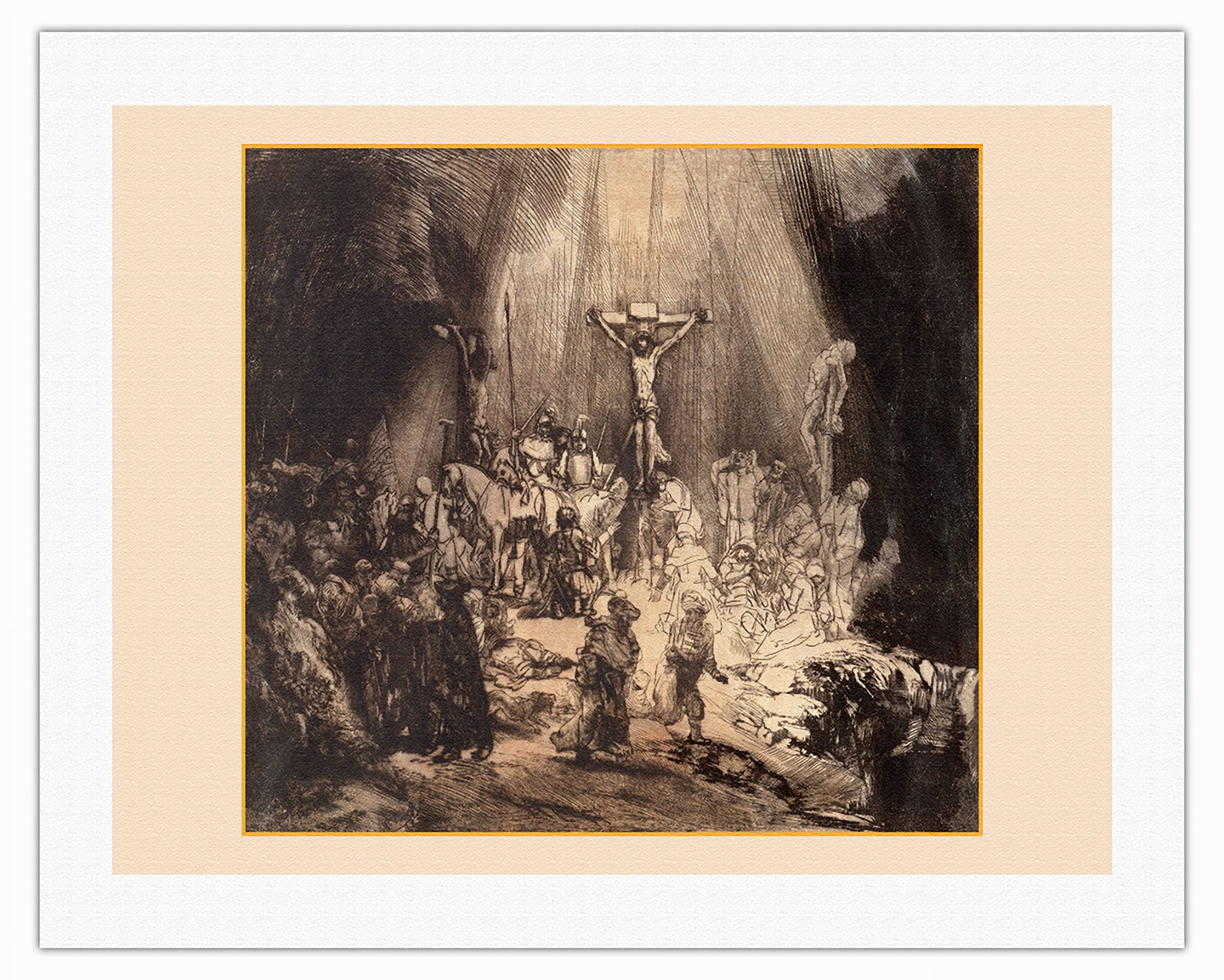 宗教画　限定100 Edition3 lithograph Christ Crucified between the Two Thieves - The Three Crosses