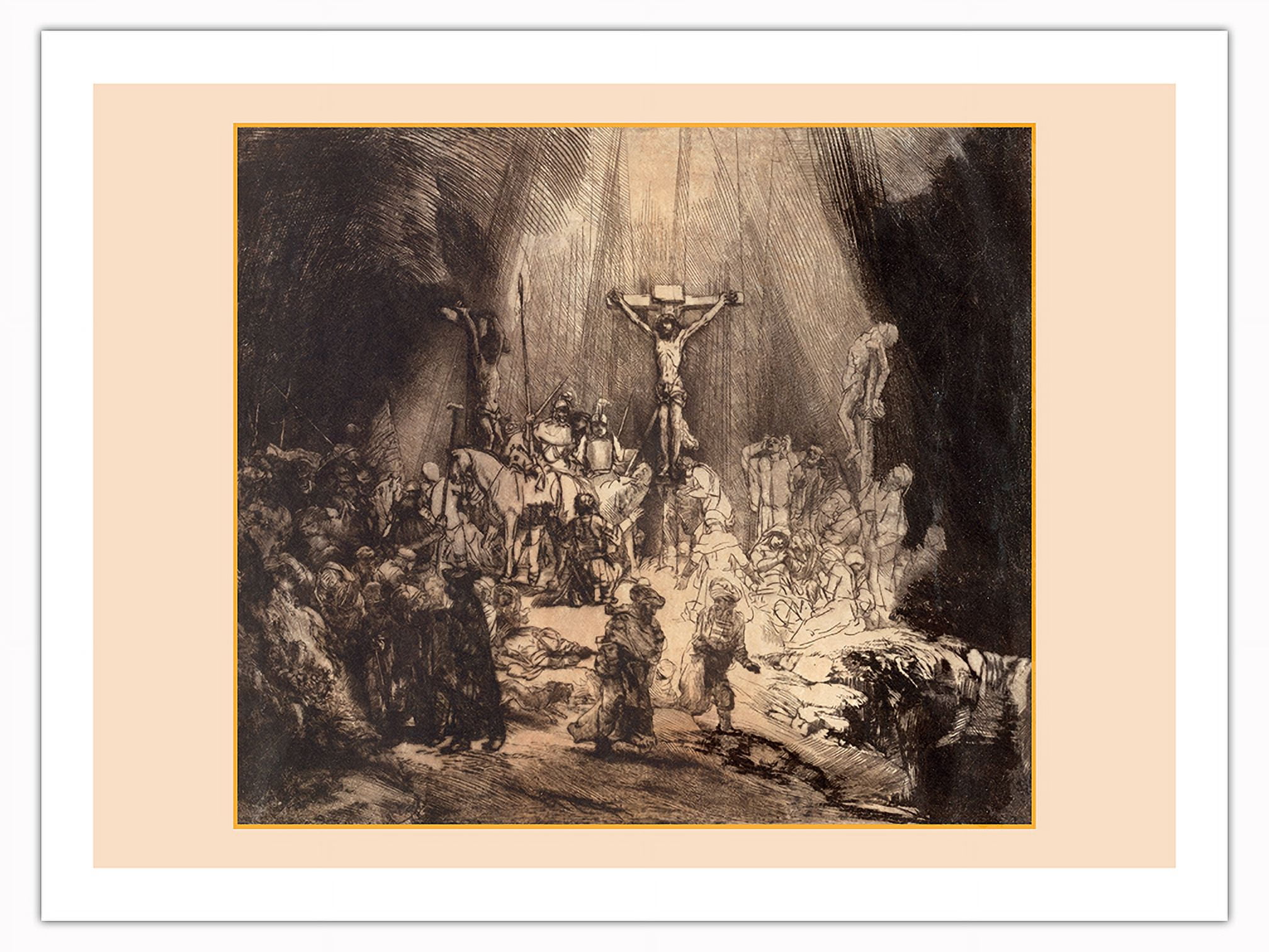 宗教画　限定100 Edition3 lithograph Christ Crucified between the Two Thieves - The Three Crosses