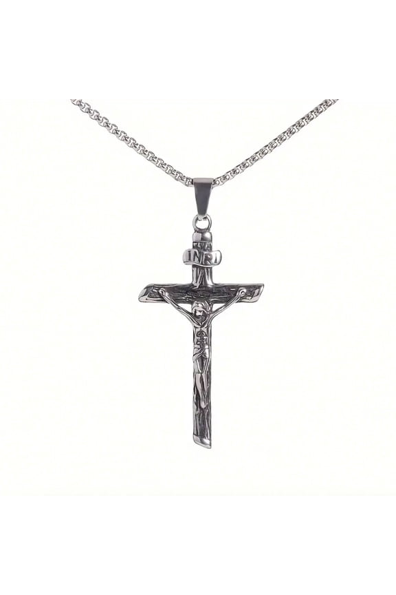 Christ Crucifixion INRI Cross Necklace Christian Jesus Pendant Necklace Holiday Gifts for Women, Men